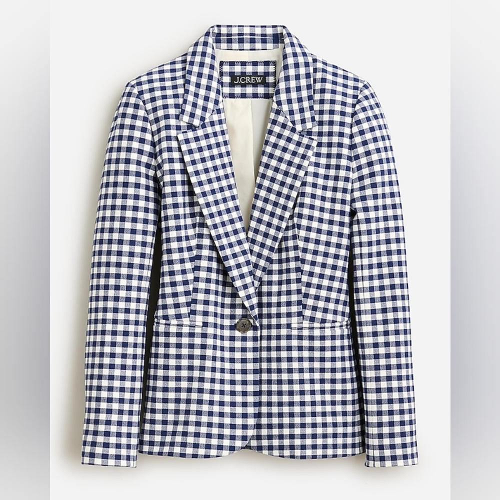 Parke blazer in gingham bi-stretch cotton blend